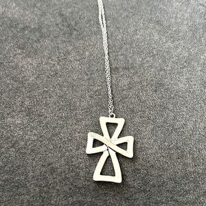 Silver‎ Cross Necklace 12” Unisex Lightweight